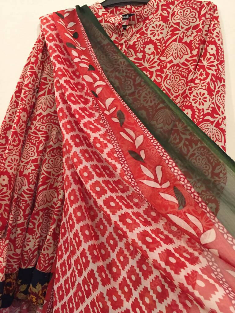 Khaadi | 2pc Red Suit | Women Branded Kurta | Worn Once