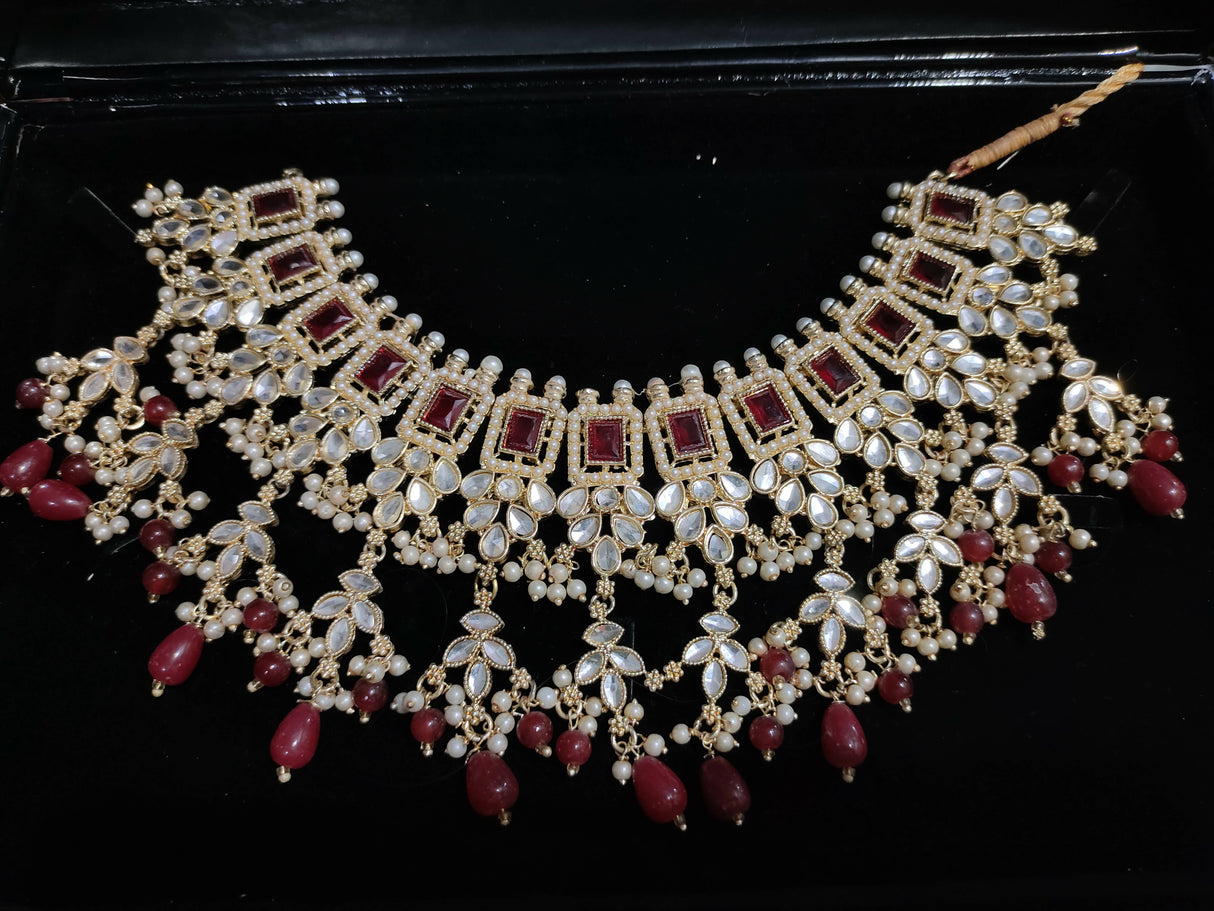 Deep Red Bridal jewelry | Women Jewelry| Worn Once