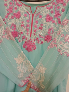 Embroidered Chiffon Light Blue Kameez Dupatta | Women Formals | Brand New