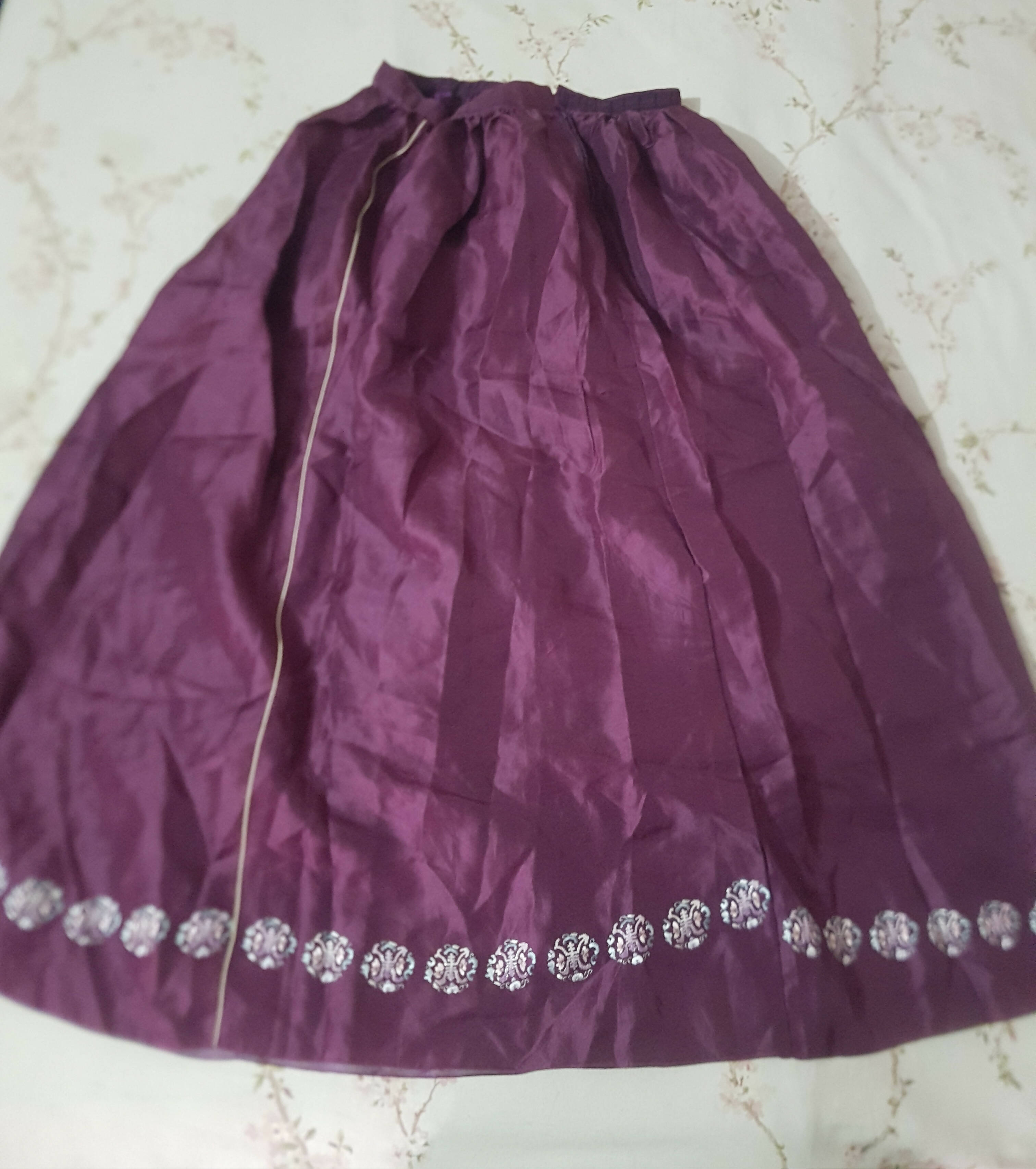 Purple Ghaghra With Embroidery At Ends (Size: M ) | Women Formals | Worn Once