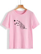 Fashion Holic | Leaf Printed (ALL SIZES) | Half Sleeves T-Shirt | Women Tops and Shirts | New