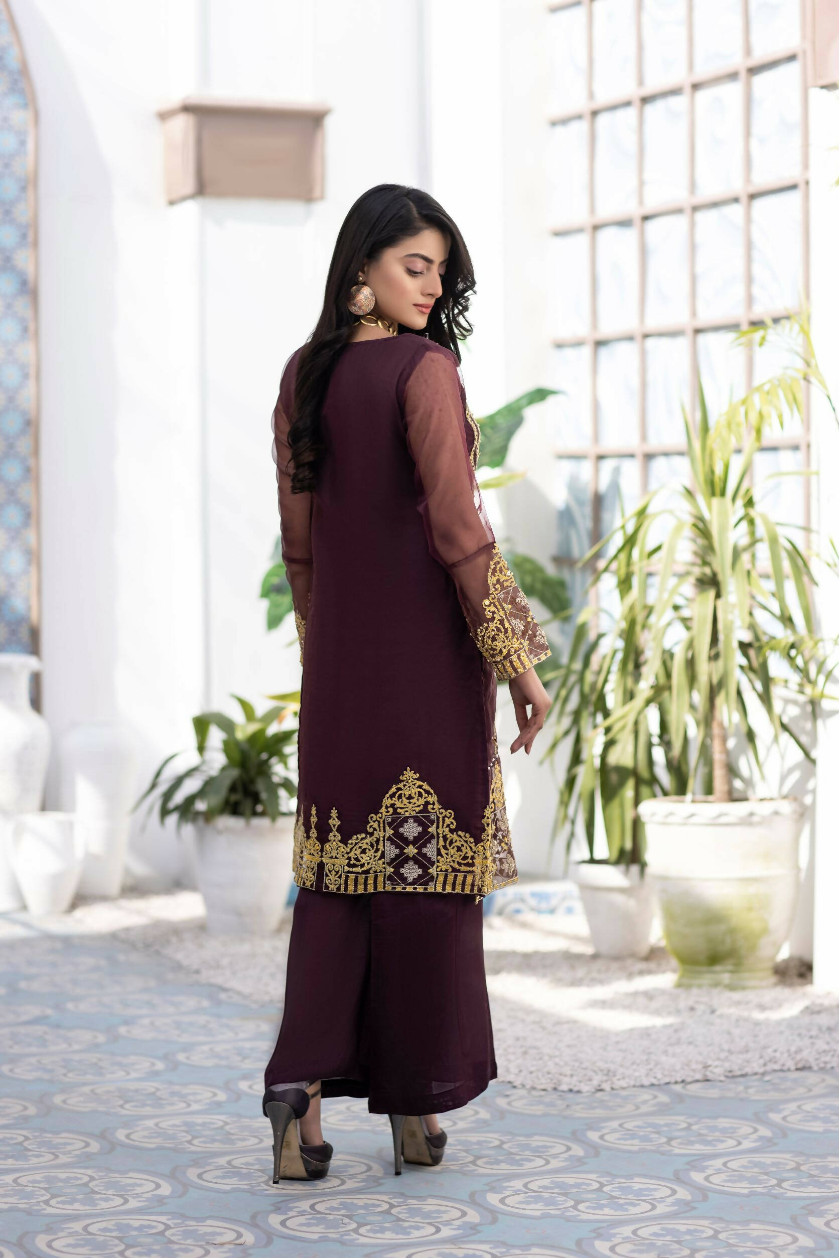 Maroon Flame (2PC) | Women Branded Formals | Brand New With Tags