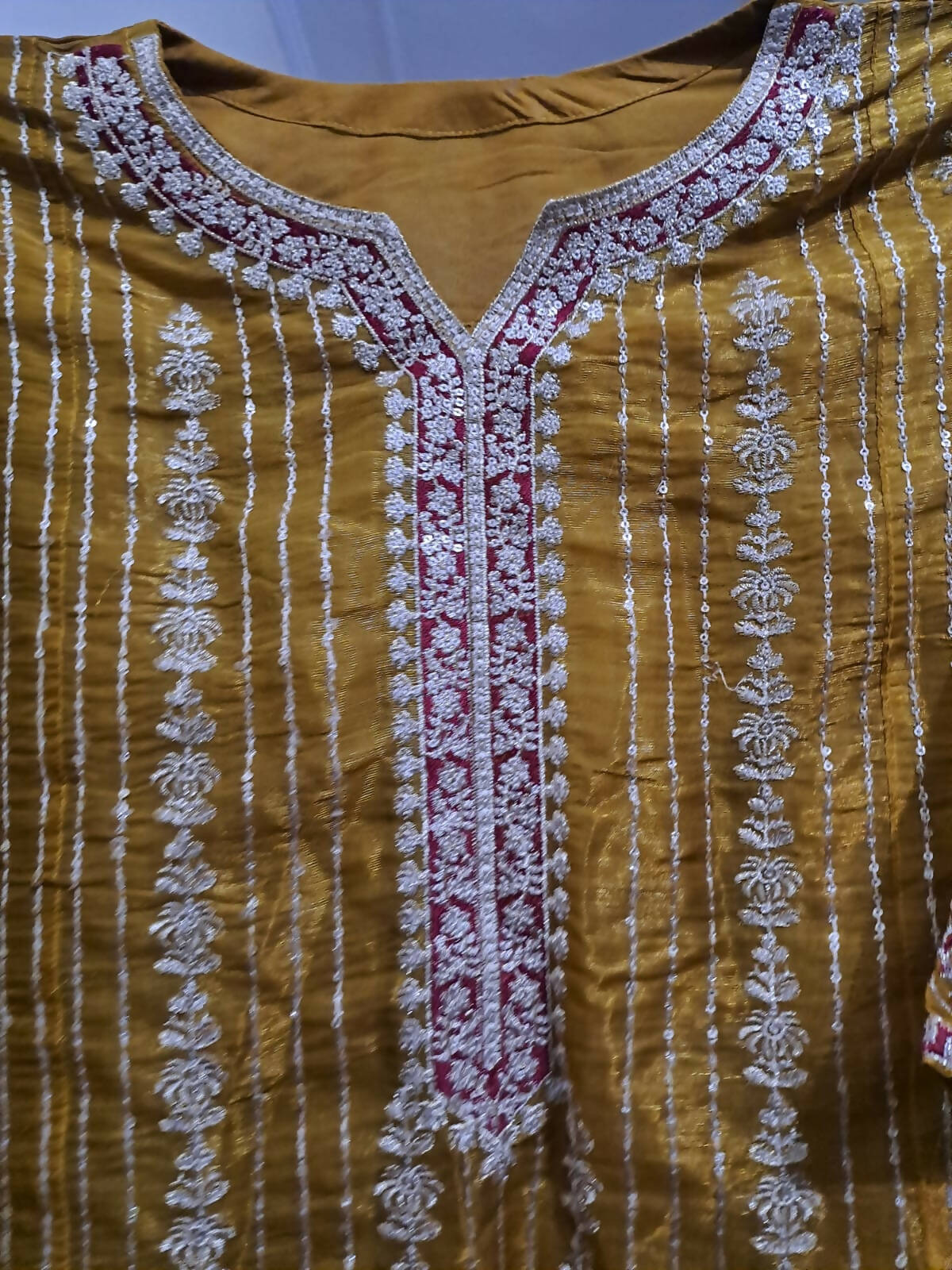 Fully Embroided Mustard Suit | Women Locally Made Formals | Medium | Worn Once