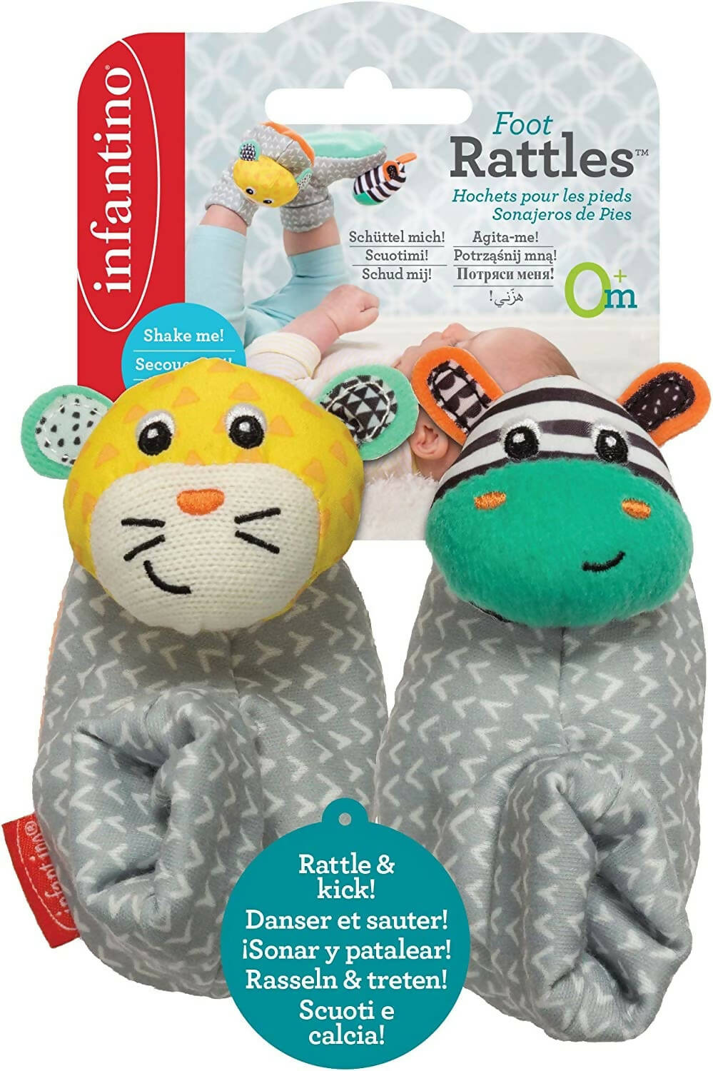 Infantino | Foot Rattles - Zebra/Tiger | Toys & Baby Gear | Brand New