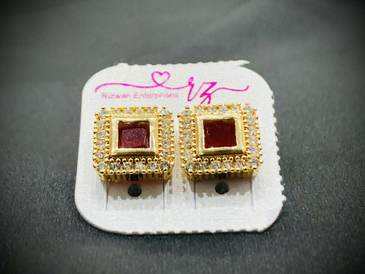 Tiny Red Stone Earrings | Women Jewelry | New