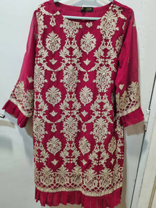 Agha Noor | Red Embroidered Kurta (Size: S ) | Women Branded Kurta | Brand New
