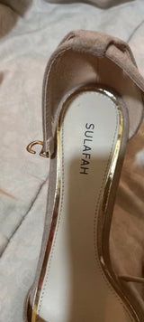 Sulafah | Beige Pencil Heel Formal Sandal | Women Shoes | Size: 10 | Worn Once