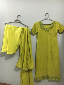 Tawaqal Art | Parrot color embroidery Dress | Women Formals| Preloved