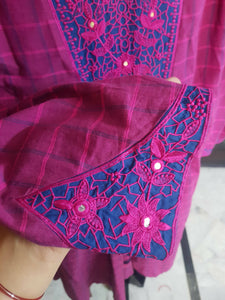 Ethnic | Pink flared Embroidered shirt | Women Branded Kurta |Small | Worn Once