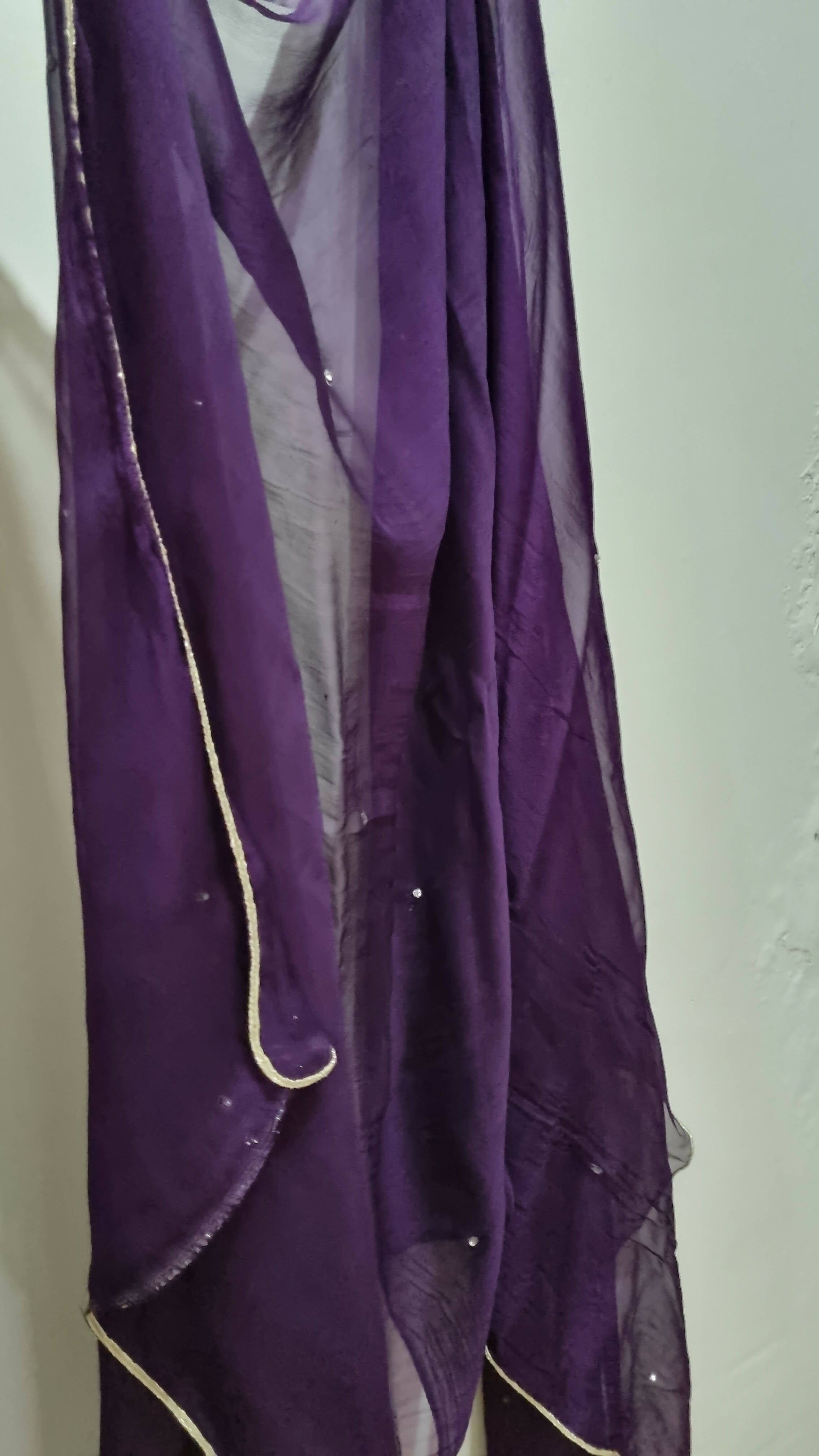 Pista green and dark purple long frock | Women Formals | Preloved