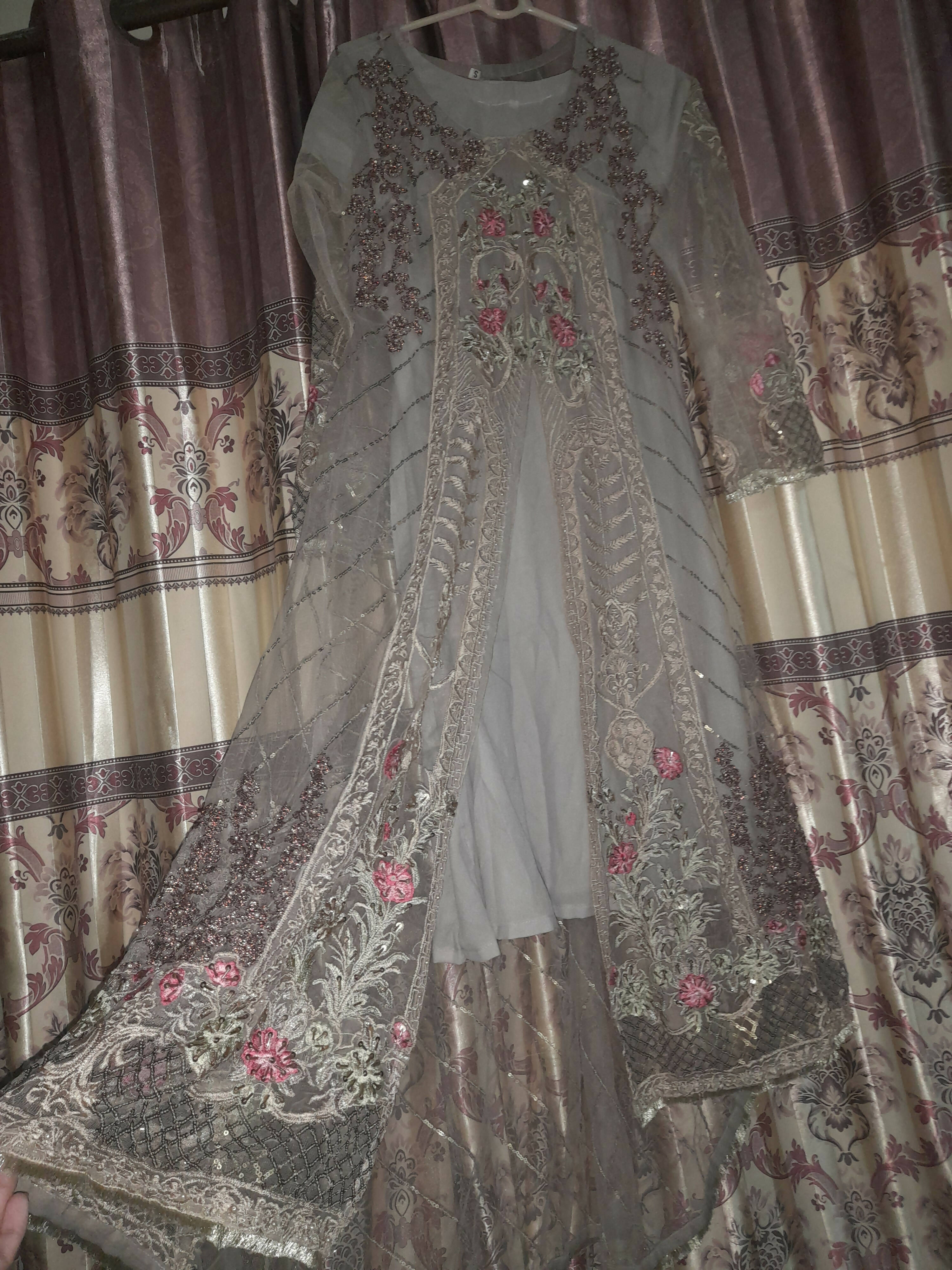 Grey Net Frok | Women Froks & Maxis | Small | Preloved