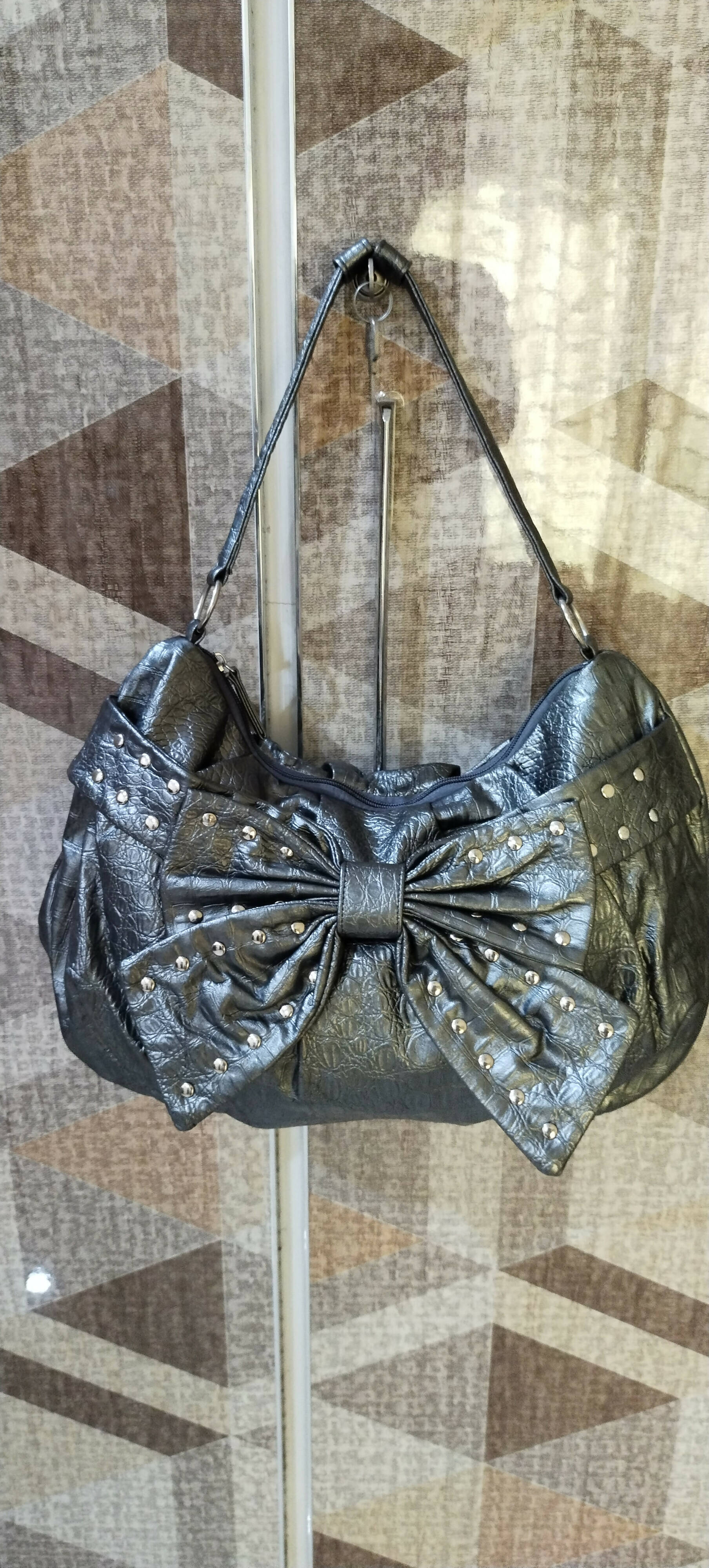 Grey soft leather online handbags