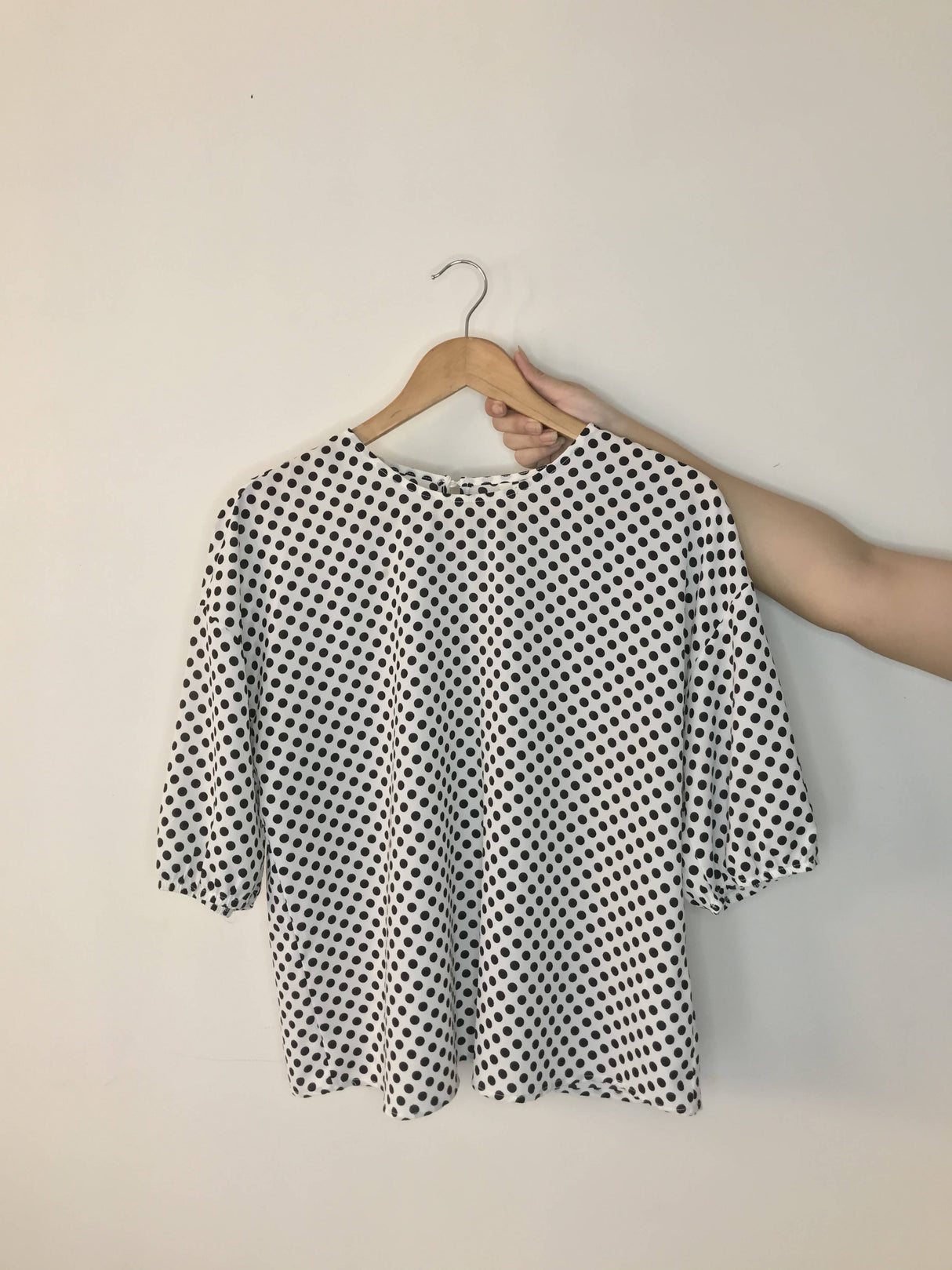 Koton | Black White Polka Dot Blouse Puff Sleeves | Women Tops & Shirts | Medium |Worn Once