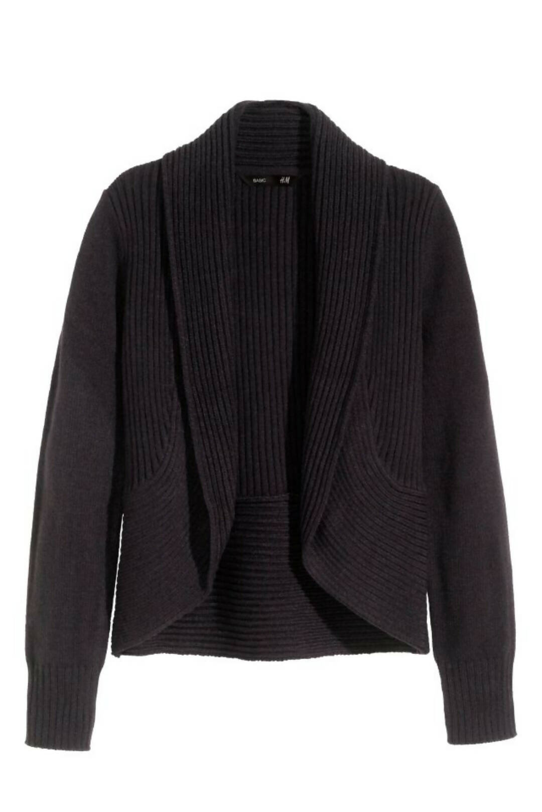 H&M | BLACK KNITTED CARDIGAN WITH SHAWL COLLAR | WOMEN SWEATERS & JACKETS | WORN ONCE