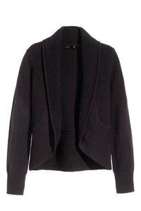 H&M | BLACK KNITTED CARDIGAN WITH SHAWL COLLAR | WOMEN SWEATERS & JACKETS | WORN ONCE