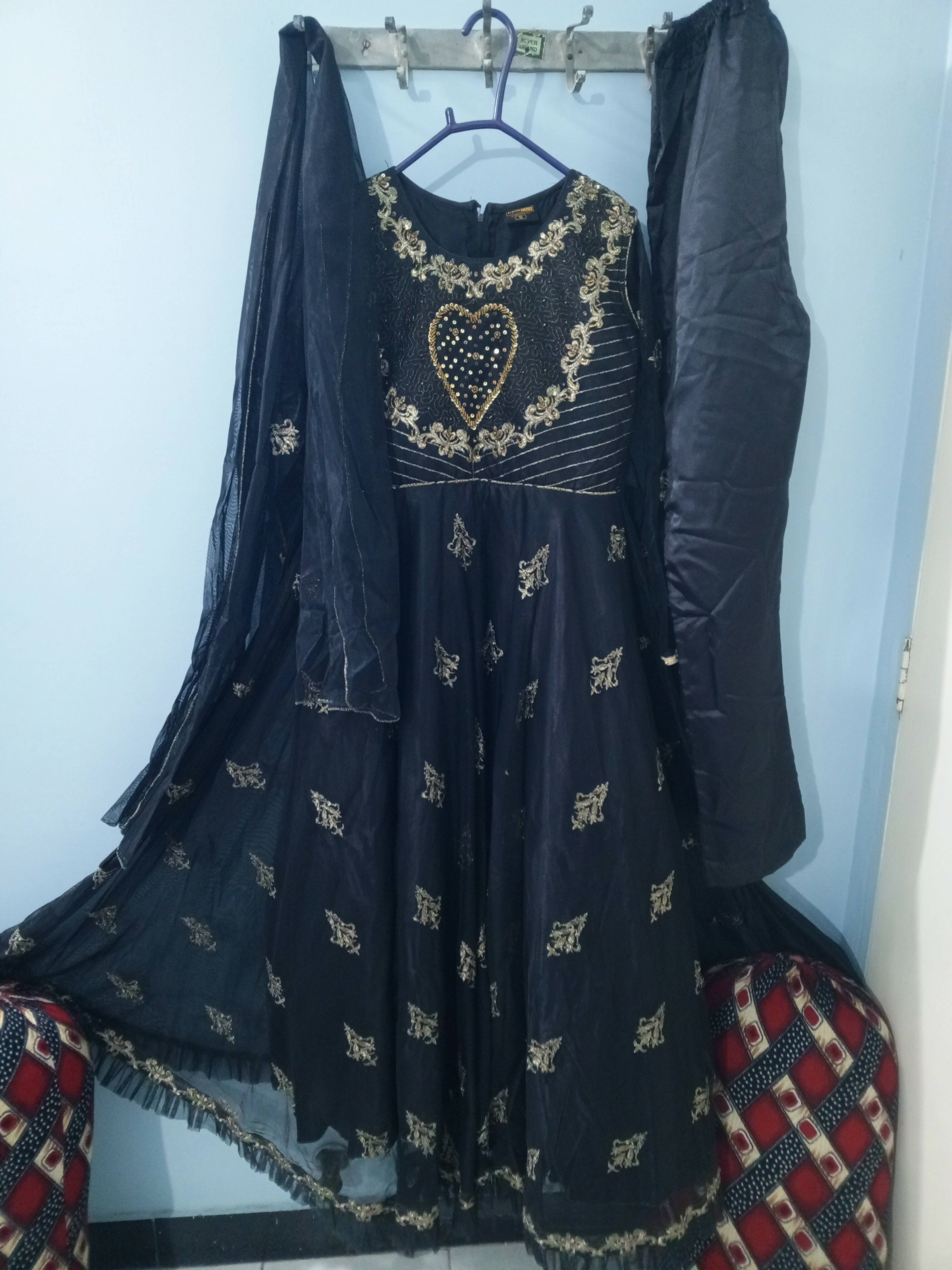 Black Embroided Maxi | Women Froks & Maxis | Medium | Worn Once