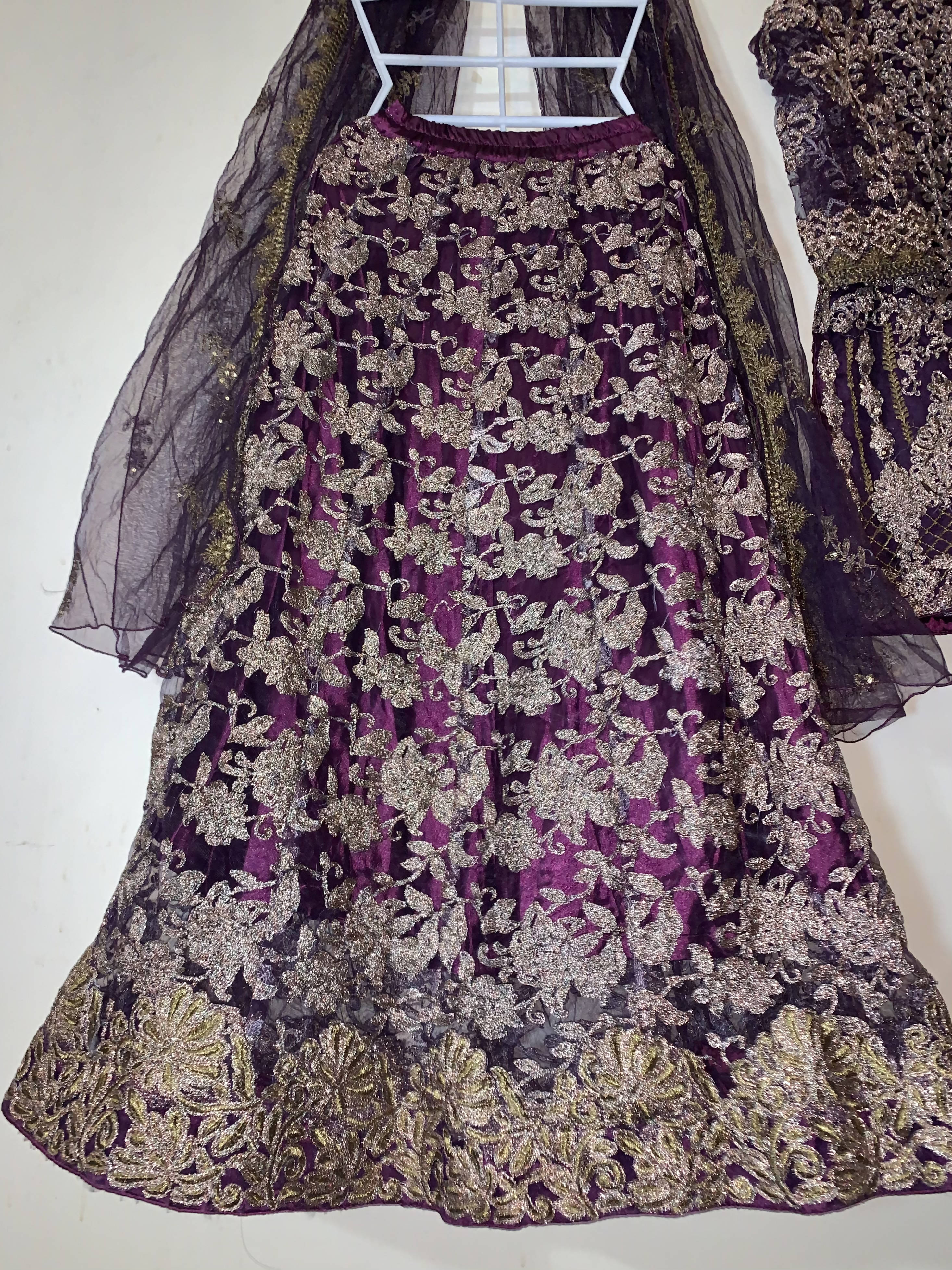 Purple Lehenga Shirt Dupatta | Women Locally Made Formals | Small | Worn Once