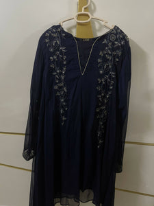 Lakhany | Royal Blue Embroided Frok | Women Froks & Maxis | Large | Preloved