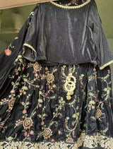 Stunning Velvet Black Lehnga | Women Locally Made Formals | Medium | Worn Once