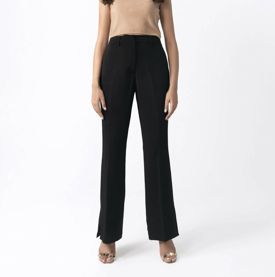 Raiment61 | Black Flared Side Slit Pants (Size: M )|Women Bottom & Pants | New