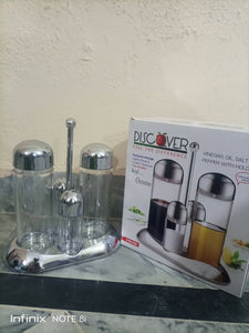 Discover | Vinegar,Oil,Salt & Pepper with Holder | Home & Decor | Brand New with Tags