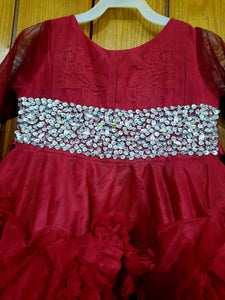 Maroon Girls Frok | Girls Skirt & Dresses | Size: 3 to 4 Years | Worn Once