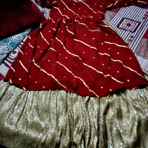 Stylish Party Wear Gharara & Shirt | Women Locally Made Formals | Large | Preloved