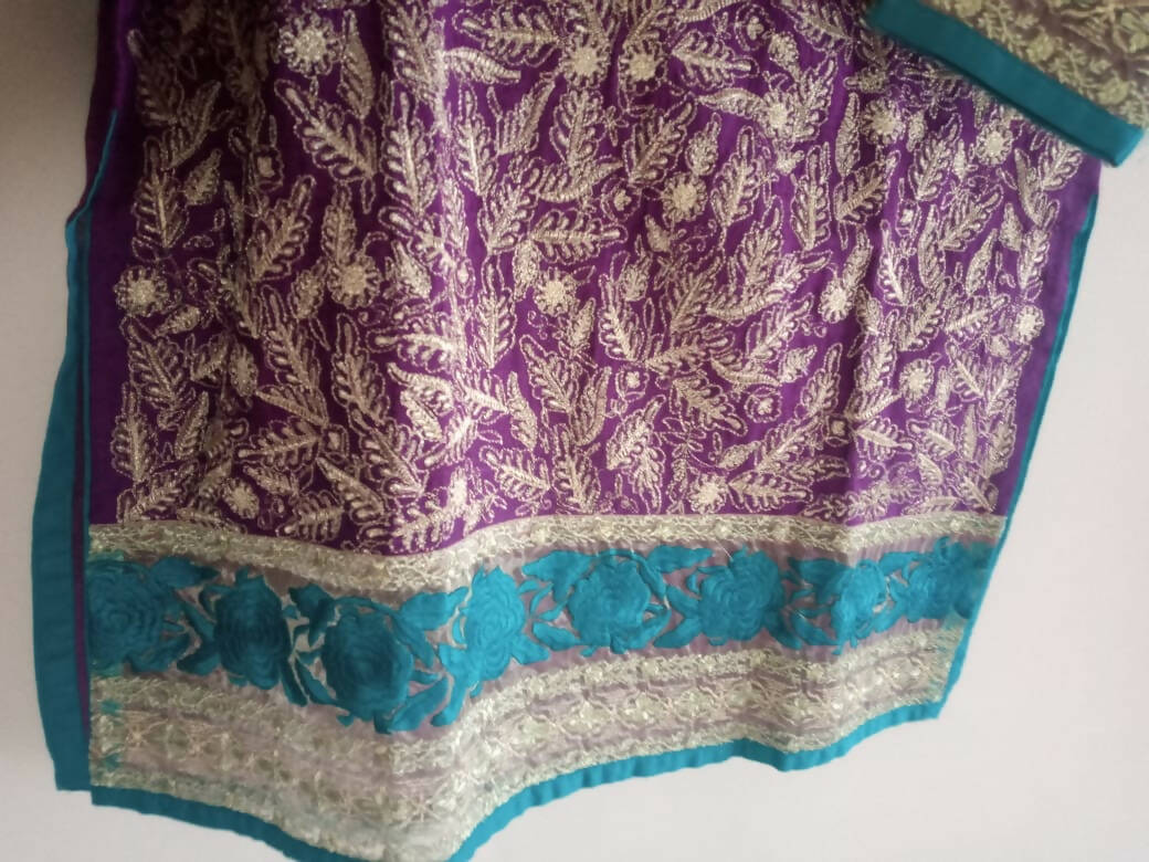 Oaks | Purple embroidered Kurta | Women Branded Kurta | Small |New