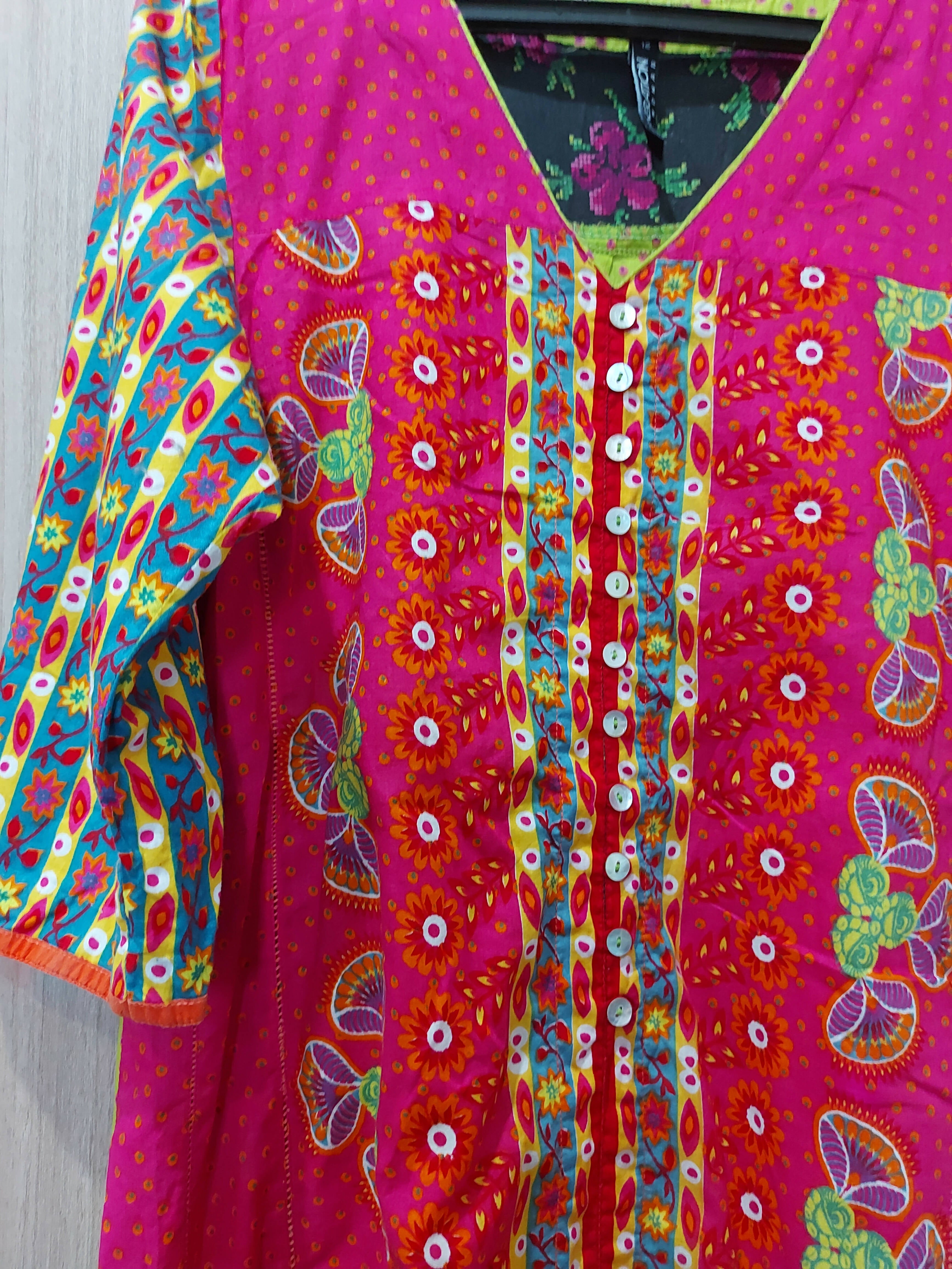Generation | Pink & Green Colour 2 pc Suit (size 12 )| Women Branded Kurta | Preloved