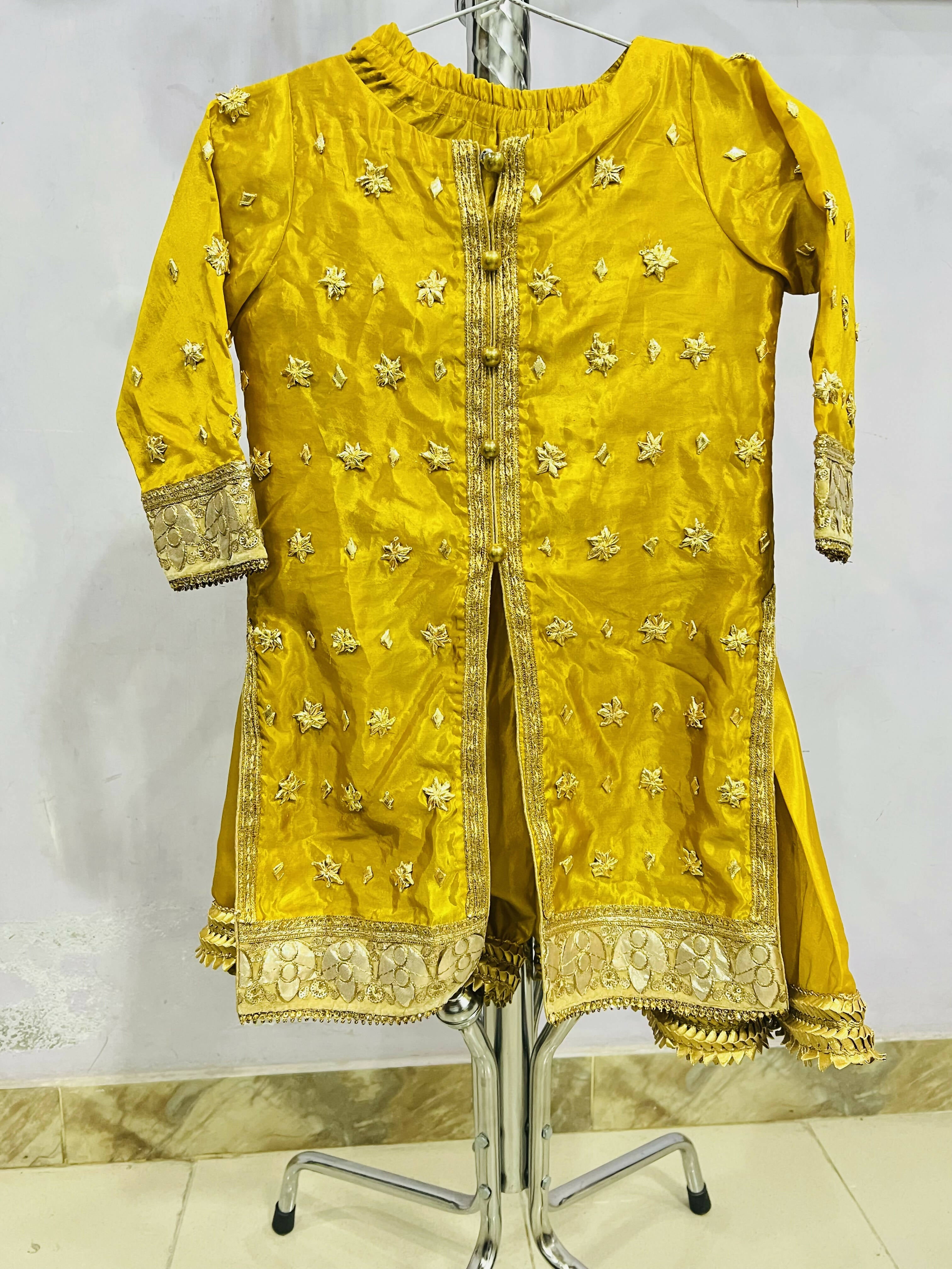 Yellow Gharara | Girls Shalwar Kameez | Worn Once