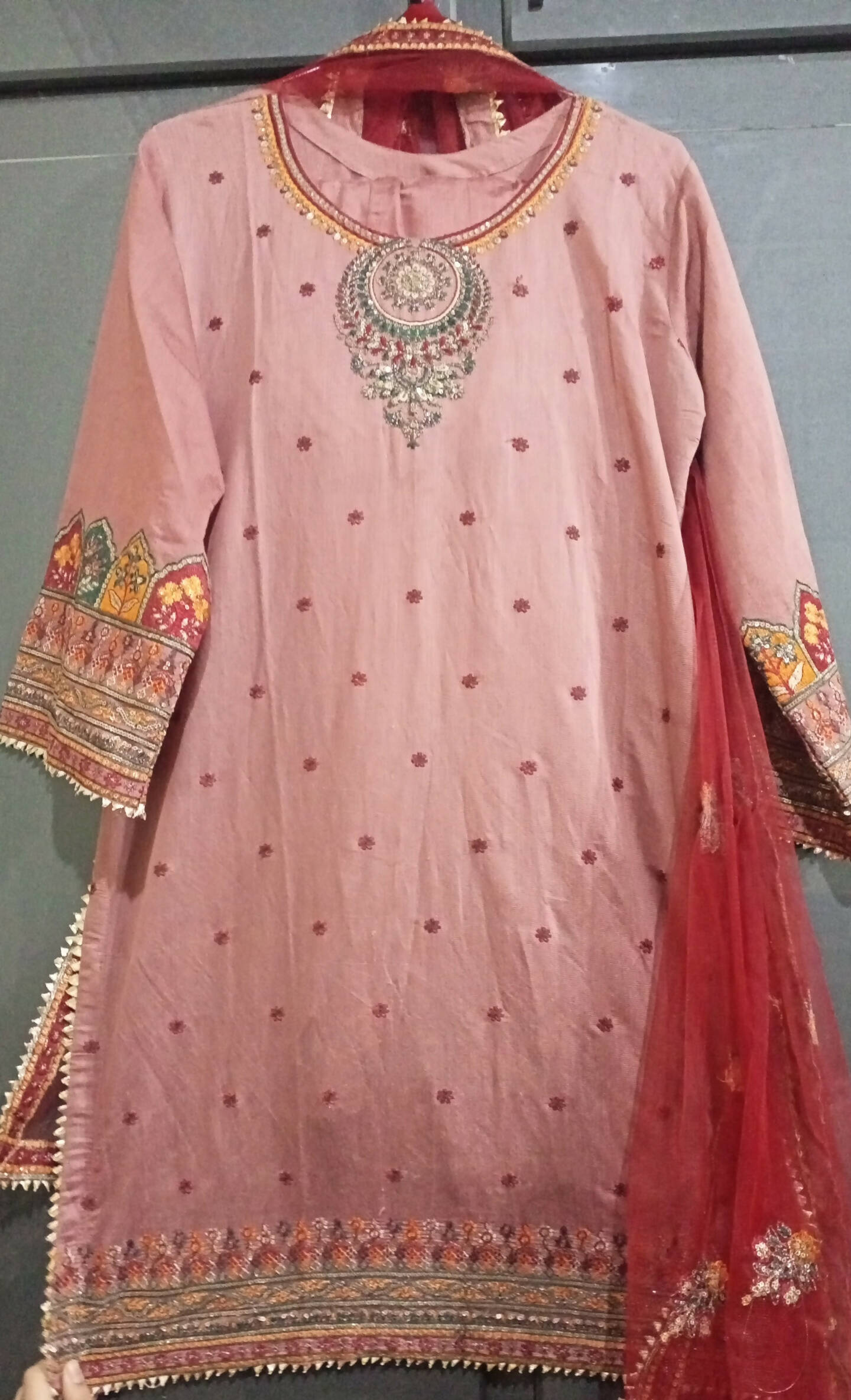 Pink Embroiderd Suit | Women Locally Made Formals | Large | Worn Once