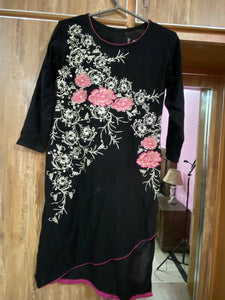 Black Lawn Embroided Suit | Women Locally Made Kurta | Small | New