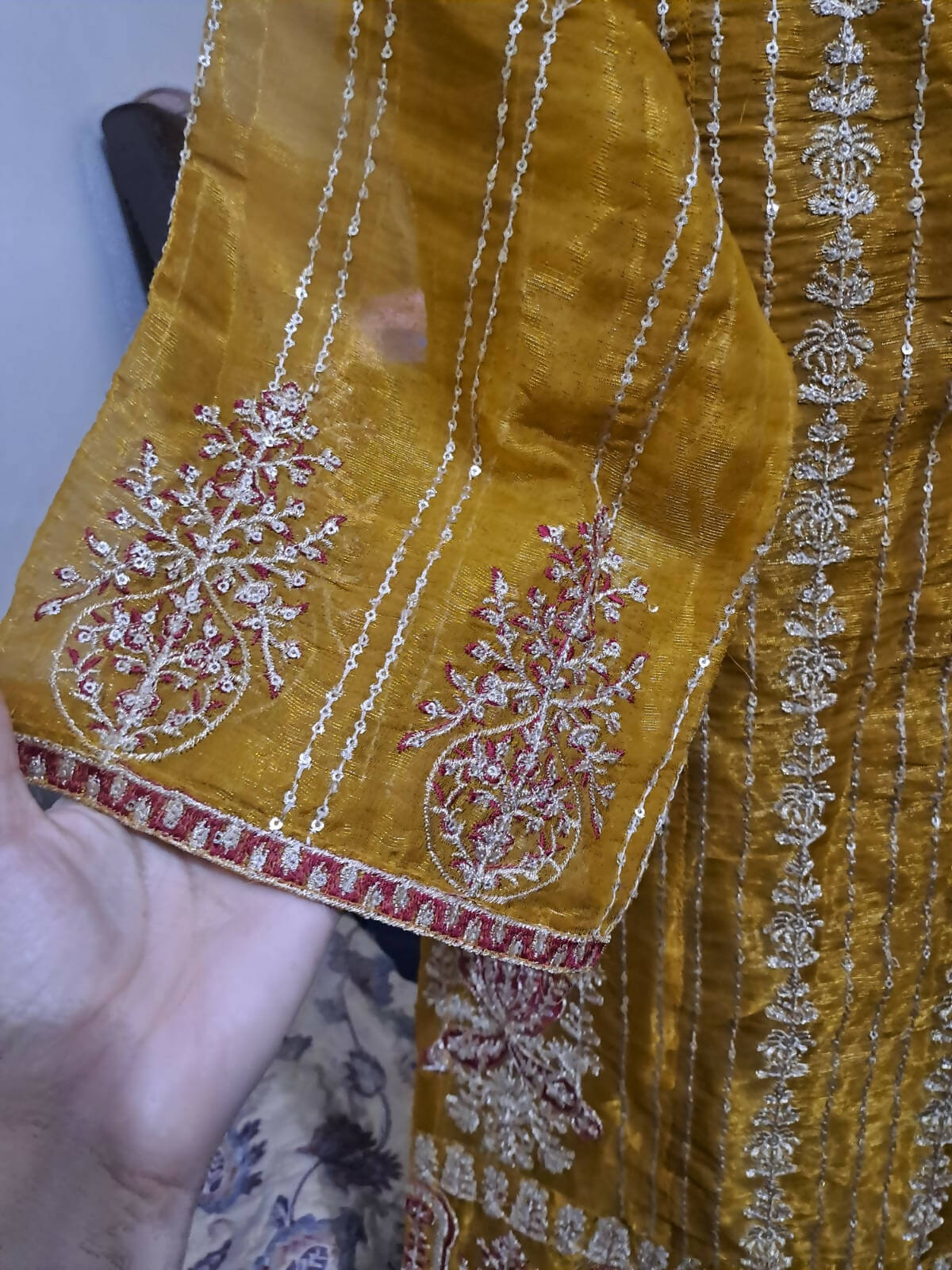 Fully Embroided Mustard Suit | Women Locally Made Formals | Medium | Worn Once