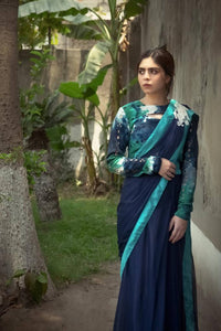 Blue Bell | Floral Blue Saree | Women Formal | Saree | Brand New