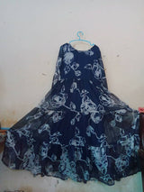 Blue Chiffon Long Frock (Size: M ) | Women Frocks & Maxis | Worn Once