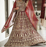 Ajwa Bridal | Heavy Bloody Red Bridal Baraat Suit | Women Bridals | Small | Worn Once