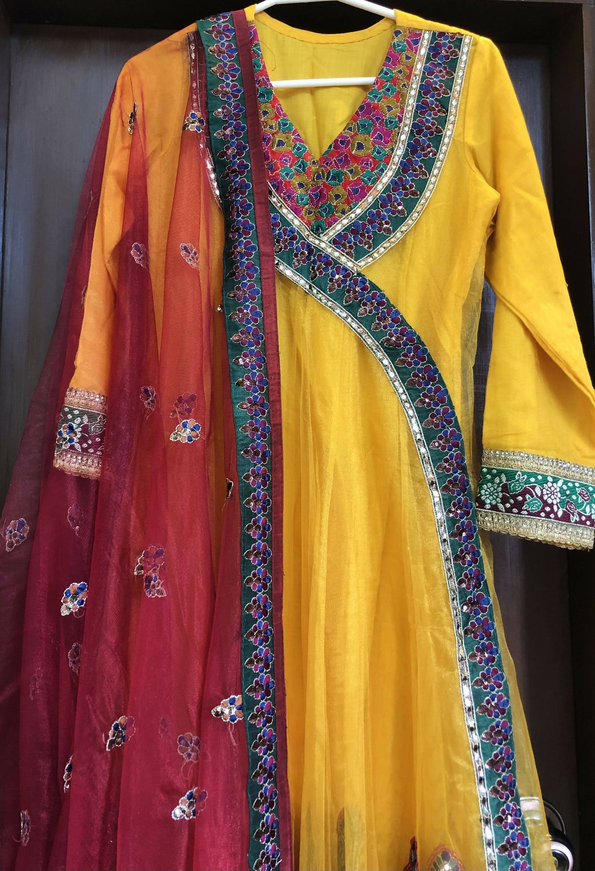 Yellow Angrakha Style Long Frock | Women Frocks & Maxis| Medium | Preloved