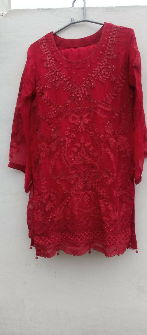 ShaPosh | Red Embroidered Kurta | Women Branded Kurta | Small | Worn Once