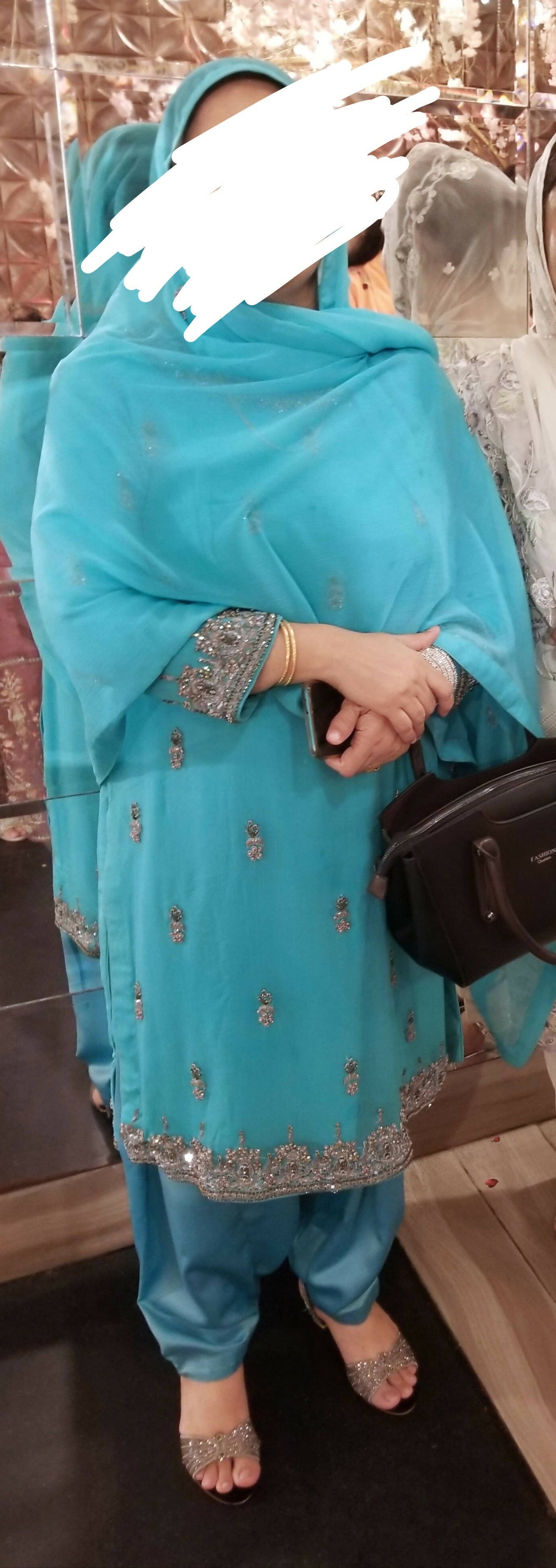 Stylish  Embroidered Stone work Suit | Women Locally Made Formals | Large | Preloved