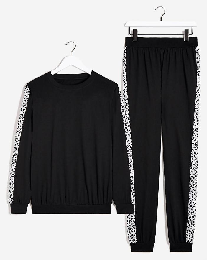 Black/ Animal Print Side Tape | Loungewear | Sizes Available | Brand New