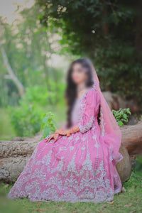 Pink Full length maxi Walima Wear Dress | Women Bridals | Worn Once