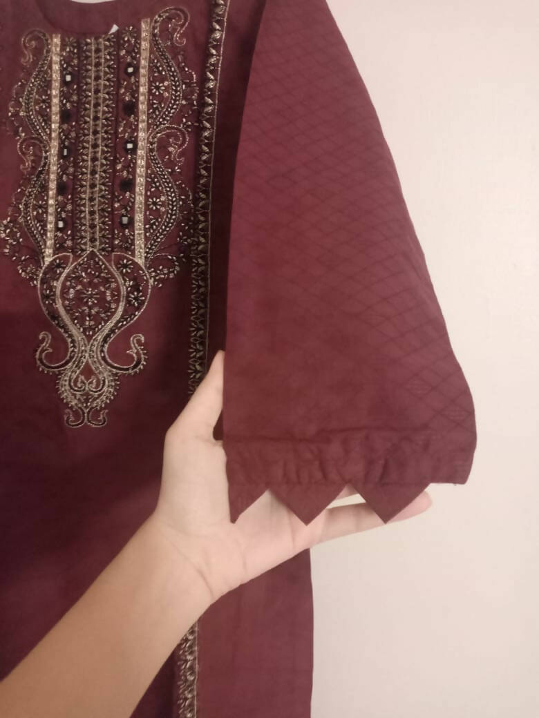 Maroon Embroidered Kurta | Women Locally Made Kurta | XSmall | New