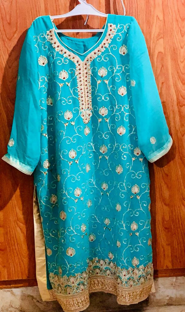 Blue Embroidery 3 Piece Suit | Women Locally Made Formals | X-Large | New