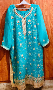 Blue Embroidery 3 Piece Suit | Women Formals | New