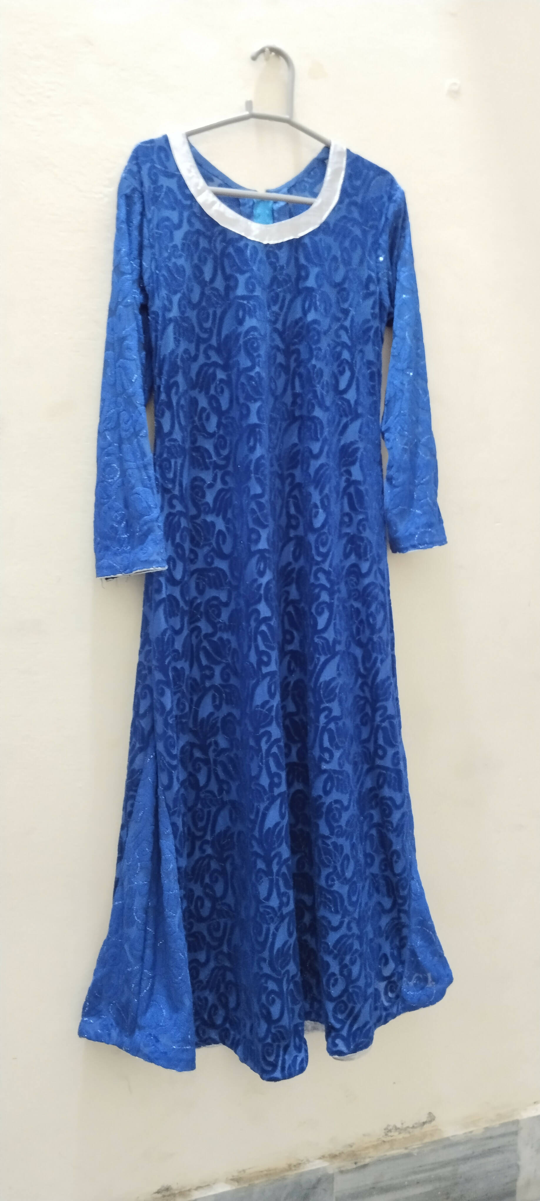 Fancy Plachy Navy blue frock with Plazo (Size: M) | Women Frocks & Maxis | Preloved