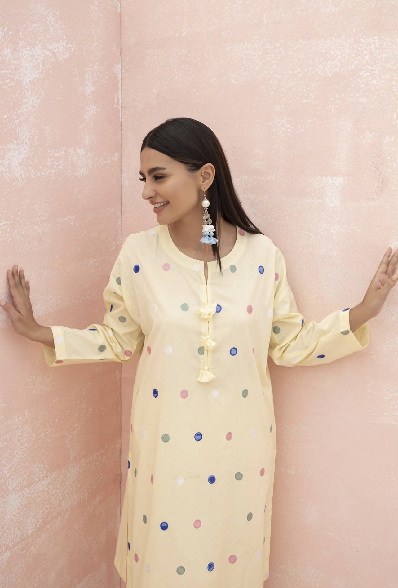 Khaadi | Beige Drop shoulder Kurta | Women Branded Kurta | Brand New