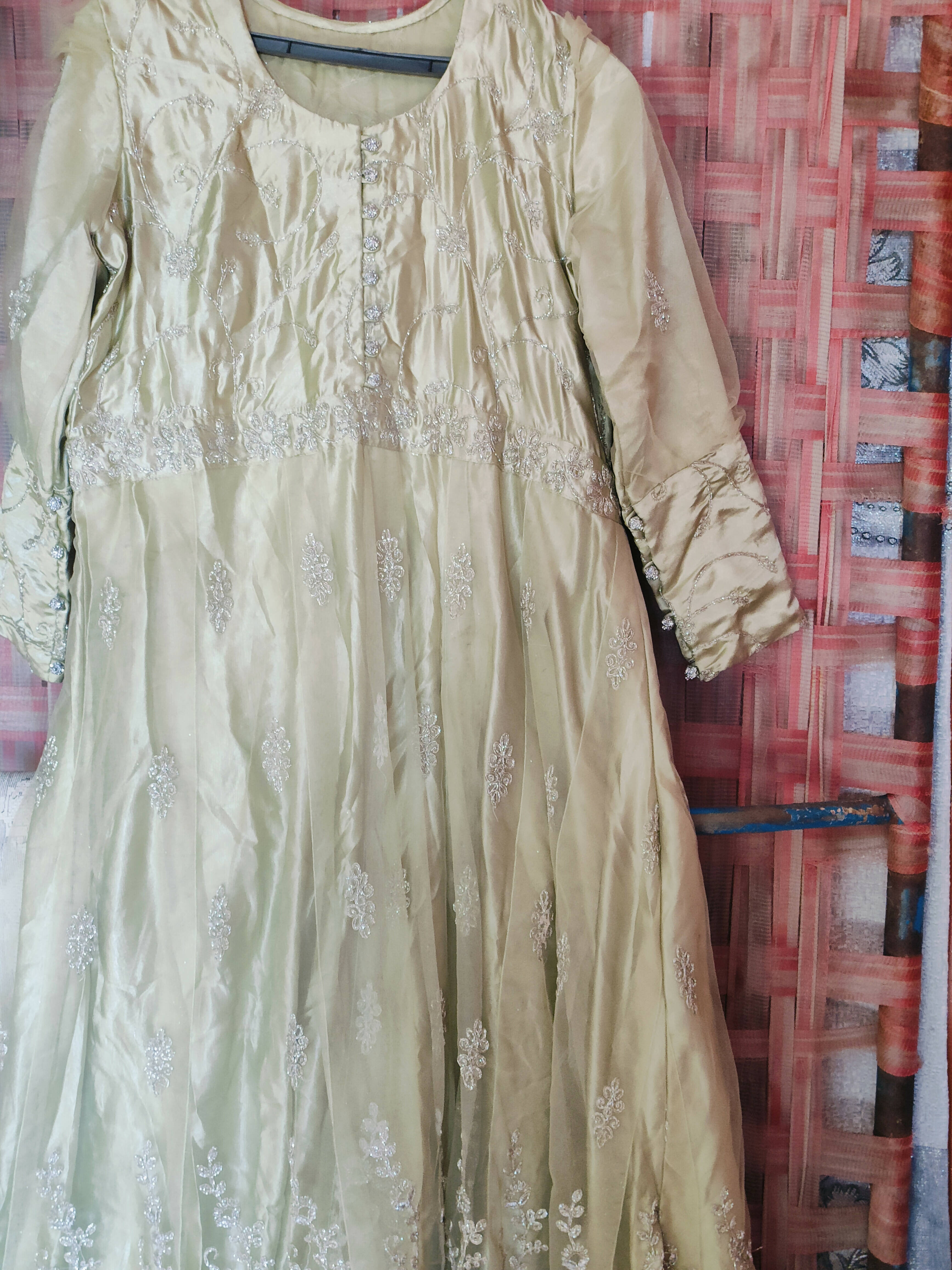 Beautiful Silver Maxi 2 piece (Maxi and Dupatta) | For Women | Size - Medium | Preloved