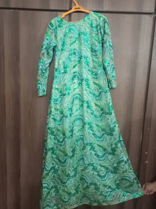 Green Stitched Net Maxi | Women Frocks & Maxi | Preloved