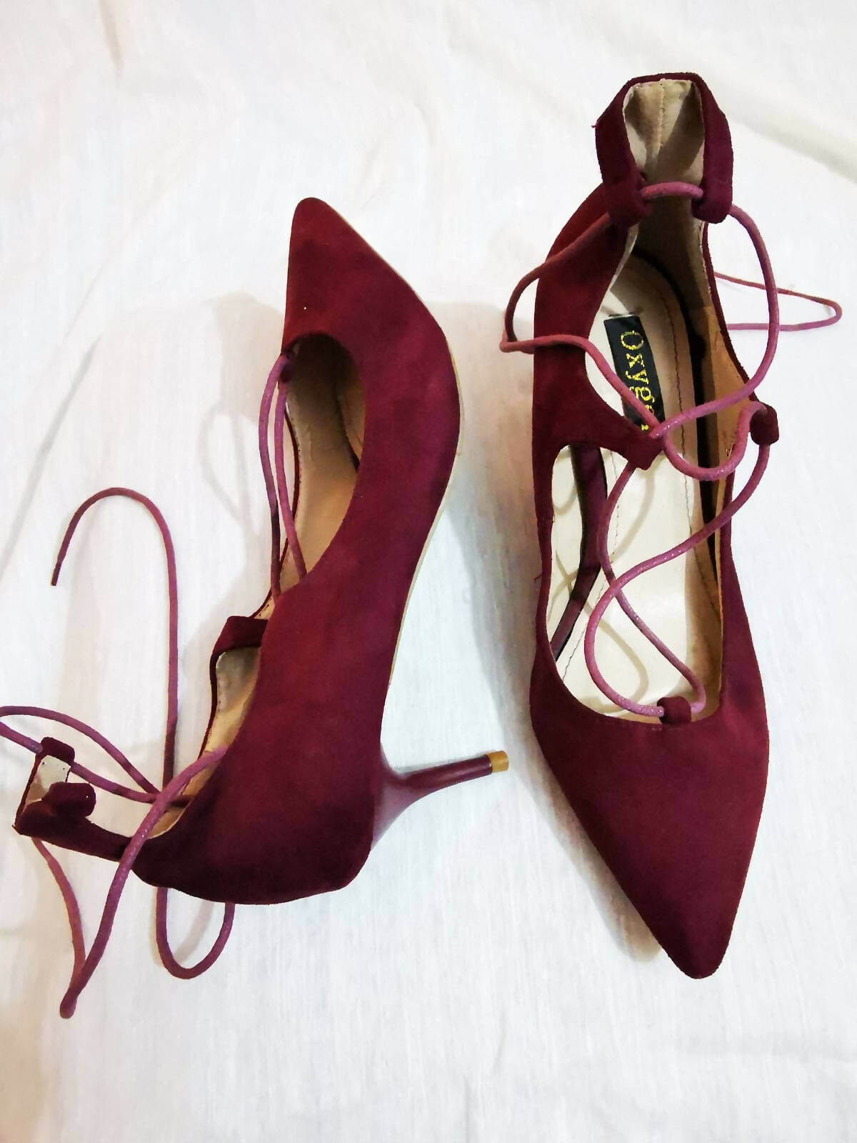 Oxygen Maroon Heels Women Shoes Worn Once Bechlo.pk