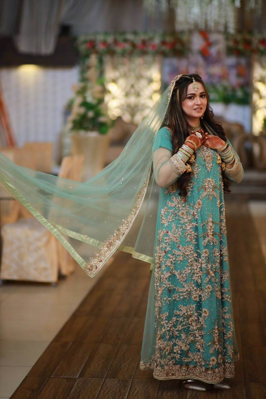 Blue Refined Walima Bridal maxi | Women Bridals | Medium | Worn Once